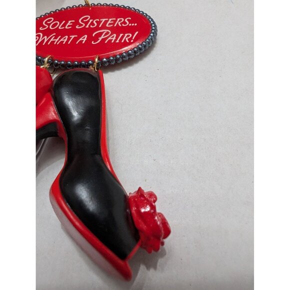 Hallmark Keepsake Sole Sisters 2010 red black "..What a Pair!" w/ box 3 inch - Picture 3 of 11